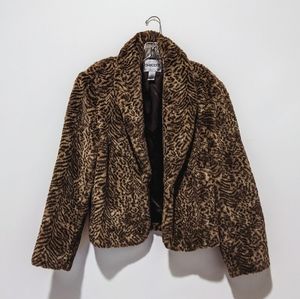 Chicos Leopard Faux Fur Coat